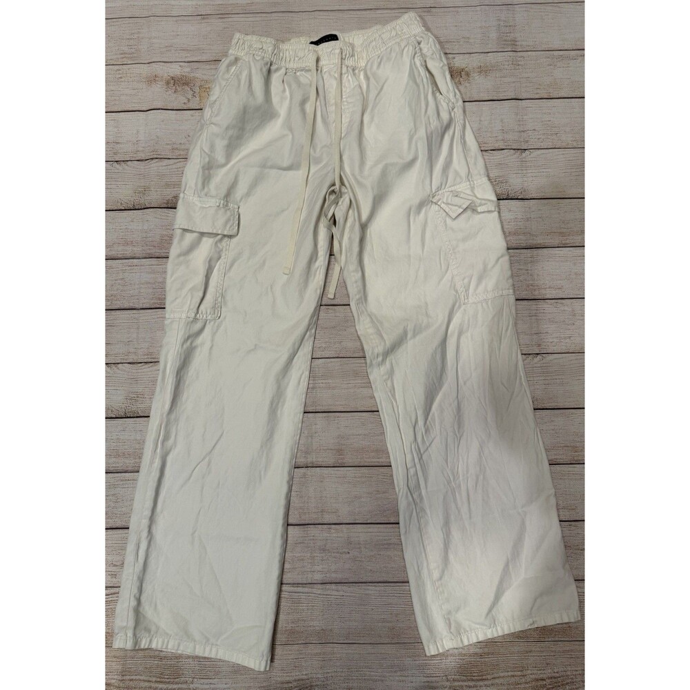 Sanctuary Cream Cargo Cotton Blend Draw String Waist Pants Size Medium